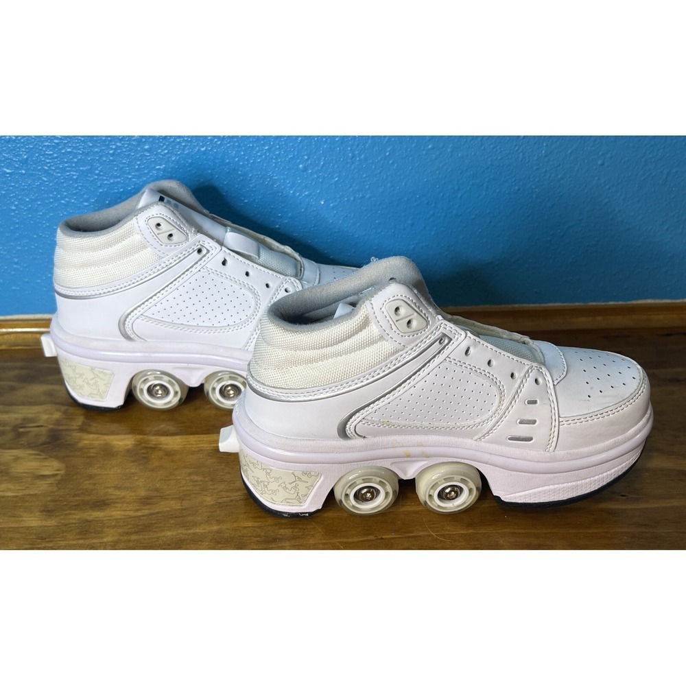Kick Speed Roller Skate‎ Wheels Shoes 2-in-1 Size 2.5 High Top Kids LED Lights